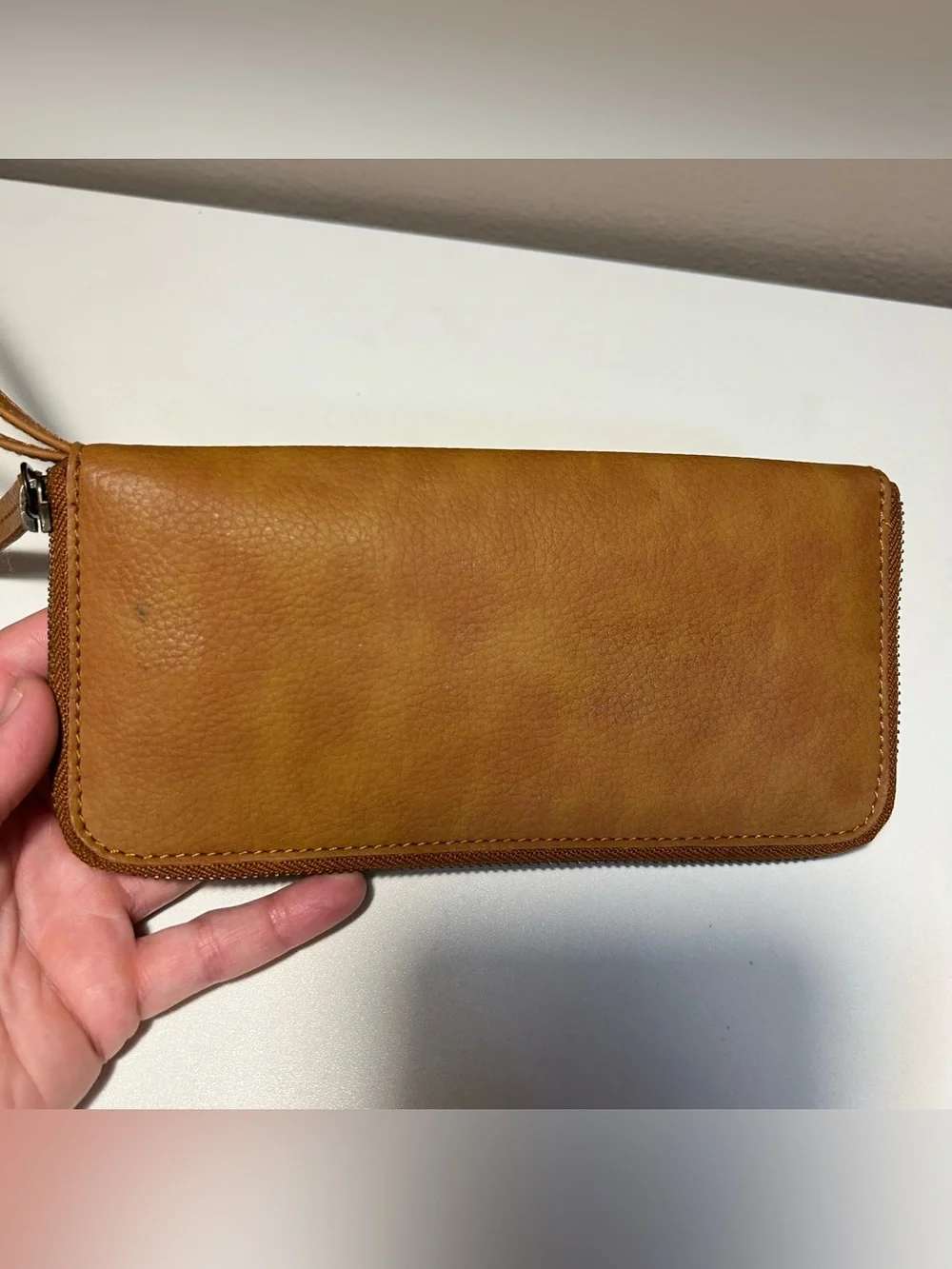 Free People Tan Vegan Leather Wristlet Clutch
